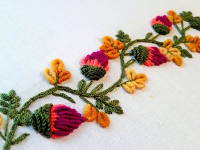 Hand Embroidery: brazilian stitch border design for shari | Kurtis | Kameez.