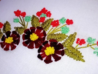 Hand Embroidery:Buttonhole stitch for flower design .