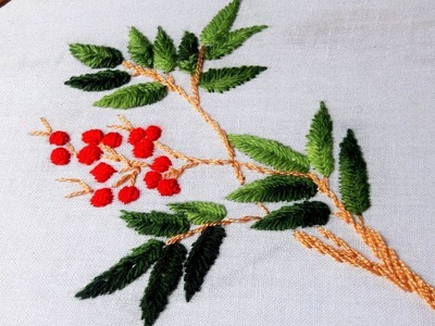 Hand embroidery design : satin stitch by cherry blossom.