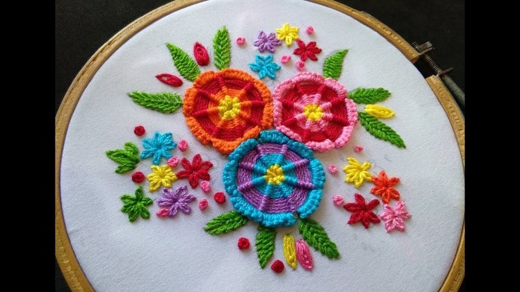 Hand Embroidery - Spider Web Stitch Flower
