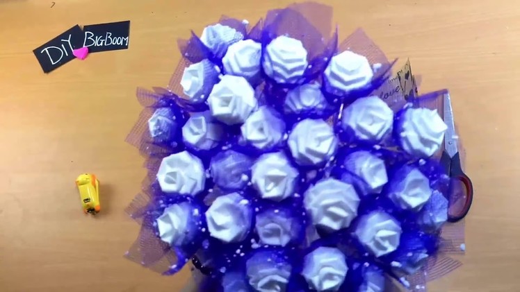 How to make bouquet of roses simple with straws