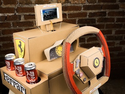 How to Make Ferrari laFerrari Gaming Steering Wheel with Coca Cola Holder from Cardboard