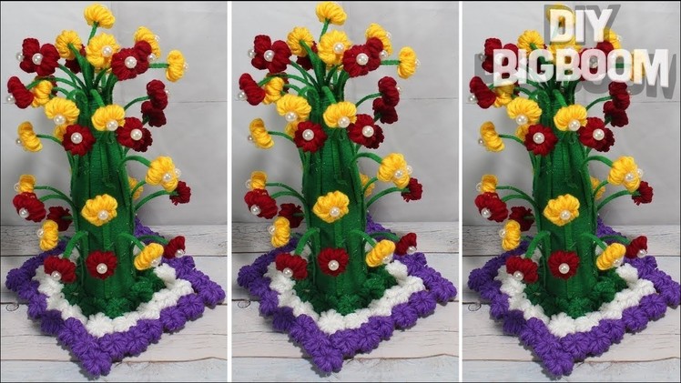 How to make Flower Vase with Wool | Best idea 2018 | 4 | DBB