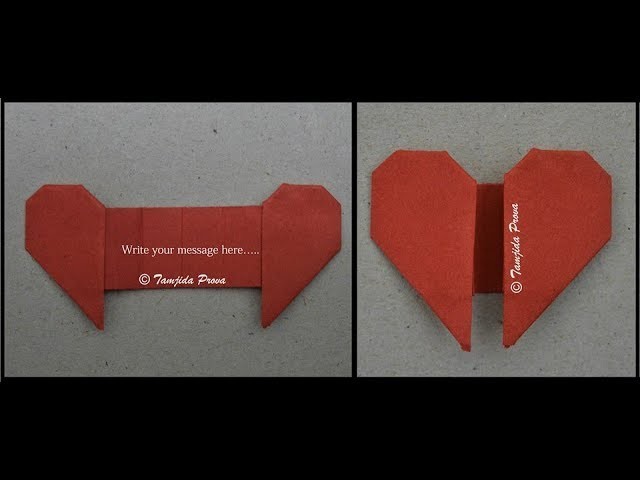 How to Make Origami Heart with Message Inside || Easy Origami Heart Shaped Card for Scrapbook
