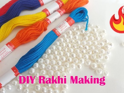 How to make thread Rakhi using pearls at home in 5 minutes for rakshabandhan