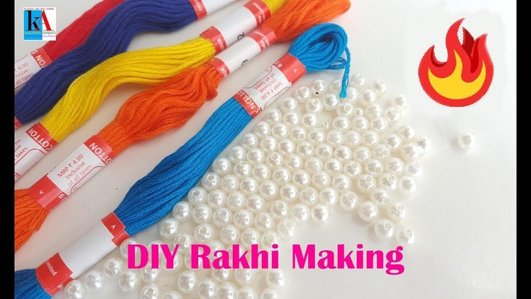 How to make thread Rakhi using pearls at home in 5 minutes for rakshabandhan