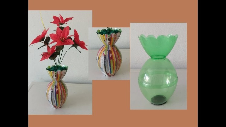 Ideias com garrafa pet e eva fácil para vender ou presentear,plastic bottle flower vase craft