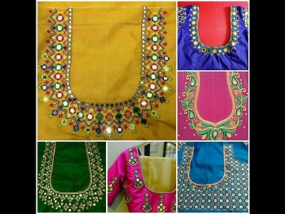 Latest Aari Maggam Work designer blouses, Kasu,embroidery,mirror work