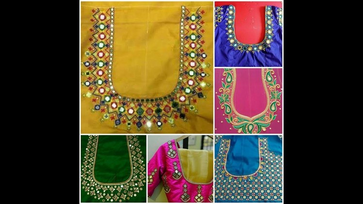 Latest Aari Maggam Work designer blouses, Kasu,embroidery,mirror work