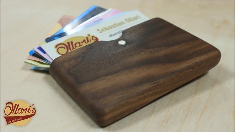 Making a modern walnut wood wallet. Business card holder