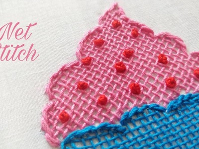 Net Stitch Cupcake (Hand Embroidery Work)