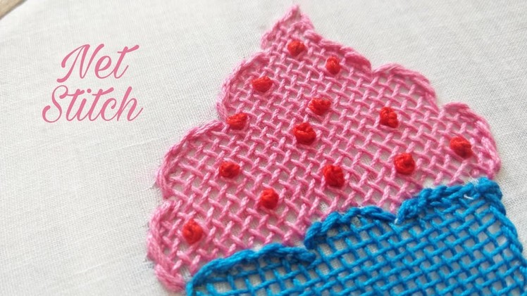 Net Stitch Cupcake (Hand Embroidery Work)