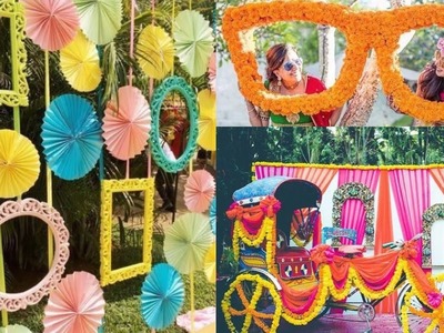 New wedding, engagement, Sangeet, mehendi decoration ideas.photobooth props ideas for wedding