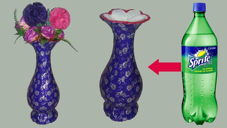 Plastic bottle flower vase ||how to make flower vase with plasic bottle ||dustu pakhe