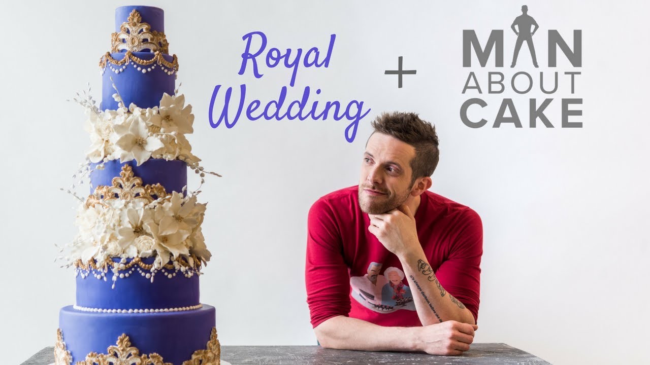 PURPLE ROYAL WEDDING CAKE With Gold Accents and White Flowers | Man About Cake