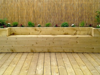 Softwood decking & raised bed - bench
