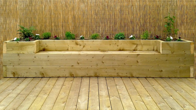 Softwood decking & raised bed - bench