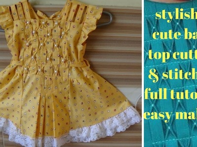 Unique style of baby frock,baby top ,full cutting stitching tutorial