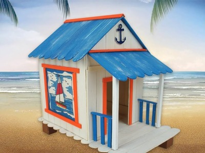 Beach House for Hamster - Popsicle Sticks DIY