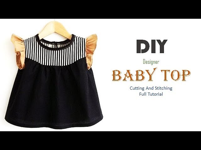 DIY Designer Cute Baby Top With Ruffled Sleeves Full Tutorial