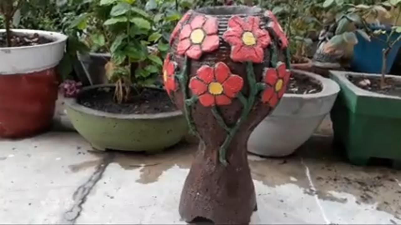 How to make beautiful cement VASE at home.