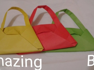 How to make paper vanity bag||Easy origami handbag tuatoril.Best idea with paper.Nice vanity bag