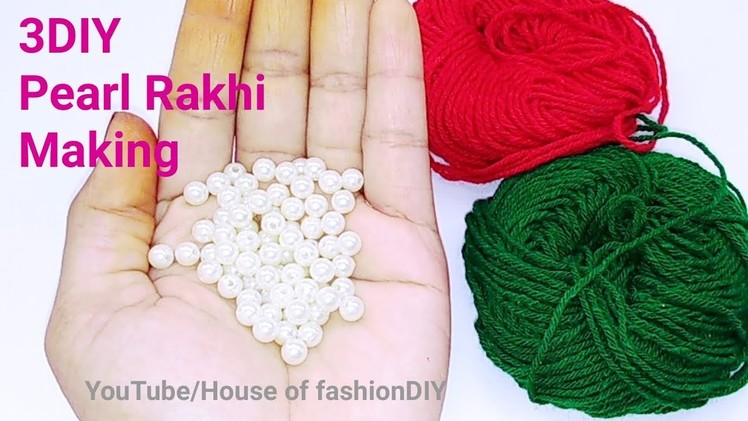 How To Make Rakhi Using Pearls&Woolen Thread At Home.Simple&Beautiful. !