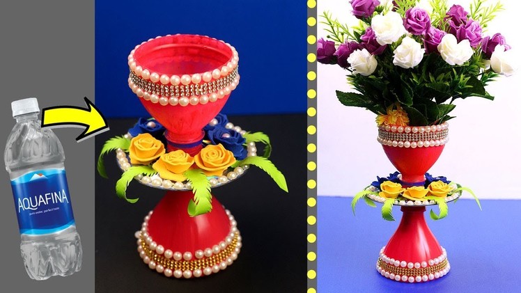 Plastic bottle craft idea - plastic bottle reuse idea - best out of waste plastic bottle flower vase