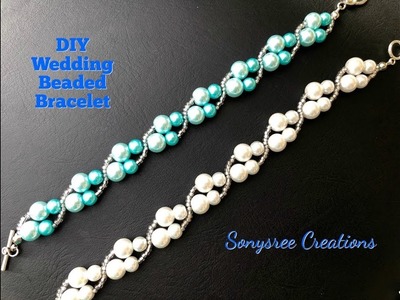 Simple Wedding Beaded Bracelet. DIY Beaded Bracelet