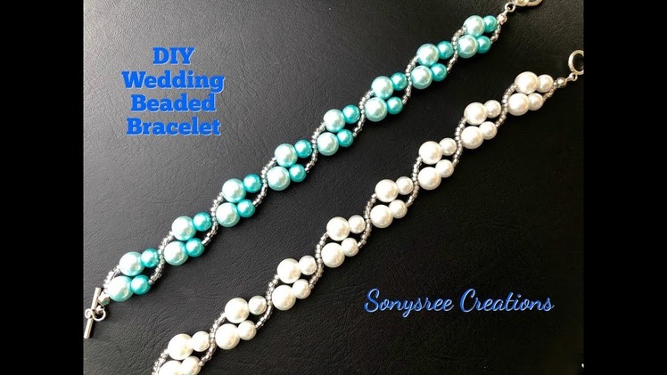 Simple Wedding Beaded Bracelet. DIY Beaded Bracelet