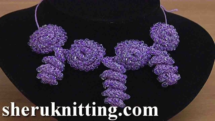 Crochet  Beaded Flower Cord  Tutorial 152 Crochet Bracelet