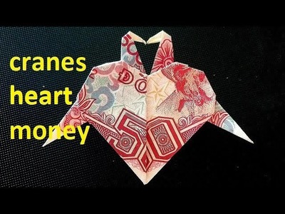 How to make a couple of crane heart by money ||  vietnamese origami styles