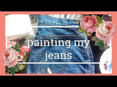 Painting flowers on my jeans
