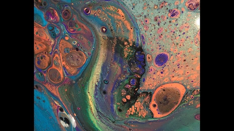 (1) Acrylic Pour Dirty Flip Cup with Metallic Peacock Colors (SOLD!)