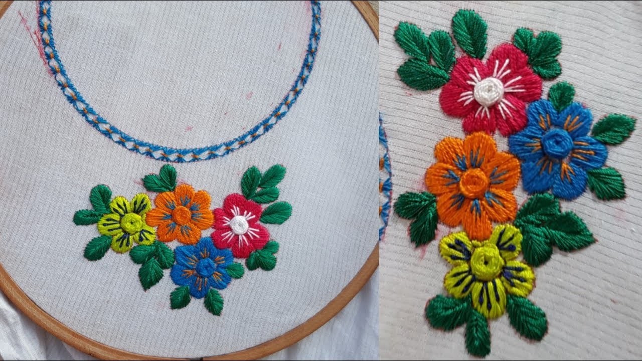 Download Beautiful neck embroidery design hand embroidery stitch work