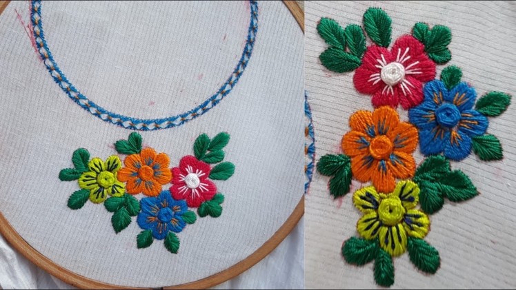 Beautiful neck embroidery design hand embroidery stitch work