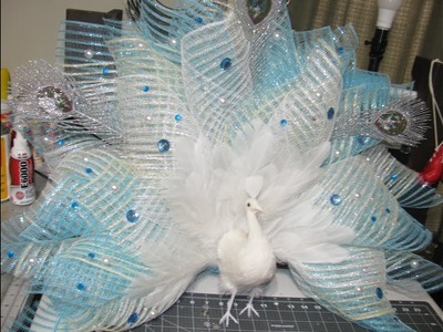 Carmen's Eyelash White Peacock Christmas Wreath