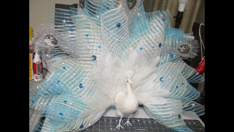 Carmen's Eyelash White Peacock Christmas Wreath