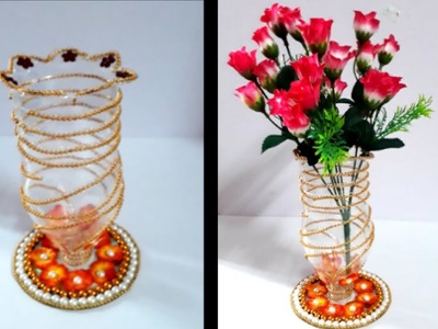 DIY Flower vase from plastic bottle at home | Best out of waste | Plastic bottle craft idea -part 3