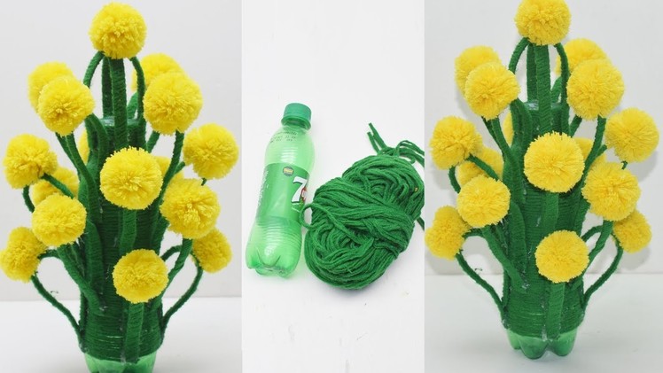 DIY: Plastic Bottle Flower Vase_How To Make Flower vase.pot With Plastic Bottle and Woolen_