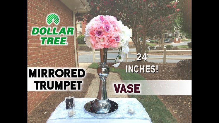 Dollar Tree  DIY Luxe Mirrored Trumpet Vase - Under $10 - 24" inches Tall!