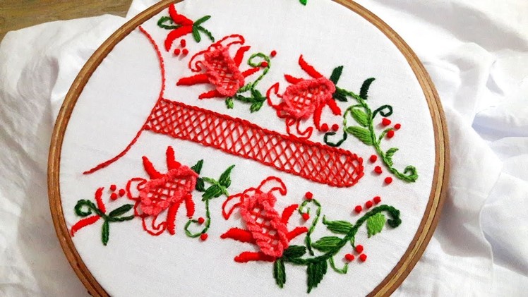 Hand Embroidery : neckline design by nakshi katha.