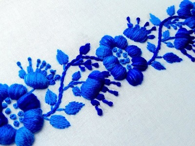 Hand Embroidery: satin stitch border design for shari | Kurtis | Kameez.