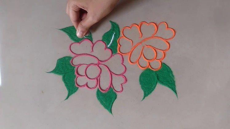 How to make very easy quick rangoli design for everyday || Daily Rangoli ||