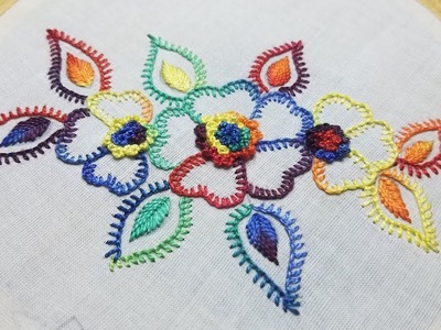 Kaj tanka(button hole stitch):hand embroidery.flower embroidery|Blanket stitch