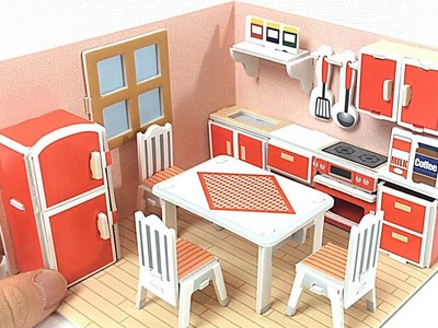 DAISO JAPAN 3D PAPER PUZZLE  CUTE HOUSE  - NATURAL -