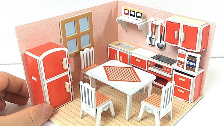 DAISO JAPAN 3D PAPER PUZZLE  CUTE HOUSE  - NATURAL -
