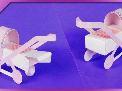 DIY How to make paper stroller, 3D baptism card (ENG Subtitles) - Speed up #508