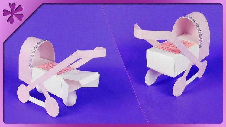 DIY How to make paper stroller, 3D baptism card (ENG Subtitles) - Speed up #508