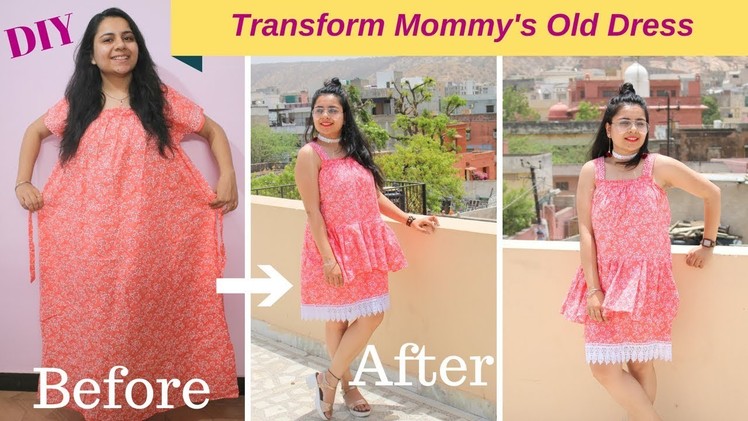 DIY Pleated Layered Dress in just 10 minutes | Refashion Old Maxi Dress Into a New Dress